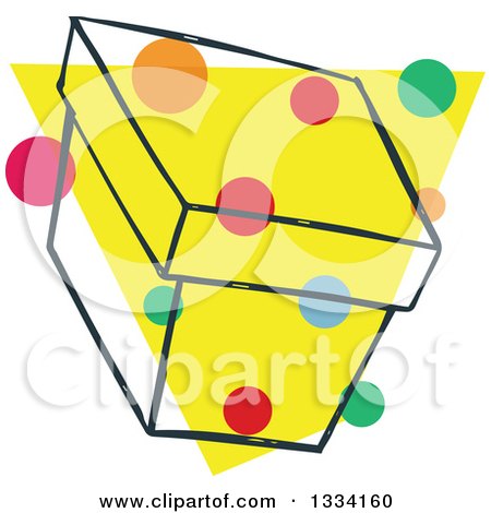 Clipart of a Sketched Box with Colorful Dots over Yellow 4 - Royalty Free Vector Illustration by Cherie Reve