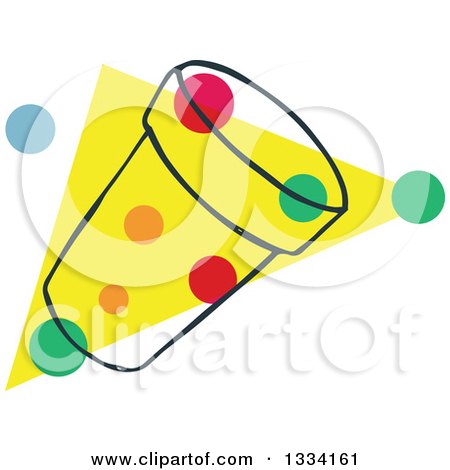 Clipart of a Sketched Round Box with Colorful Dots over Yellow 3 - Royalty Free Vector Illustration by Cherie Reve