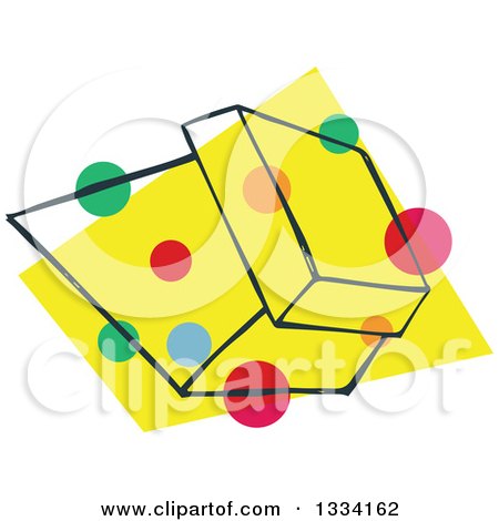 Clipart of a Sketched Box with Colorful Dots over Yellow 5 - Royalty Free Vector Illustration by Cherie Reve