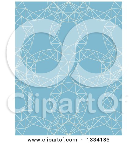Clipart of a Seamless Background Pattern of Diamond Gem Stones over Blue - Royalty Free Vector Illustration by Cherie Reve