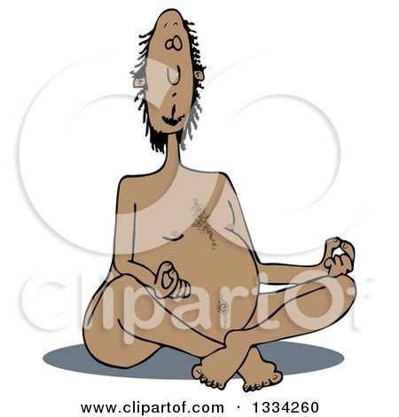 Clipart of a Cartoon Nude Black Man Meditating - Royalty Free Illustration by djart