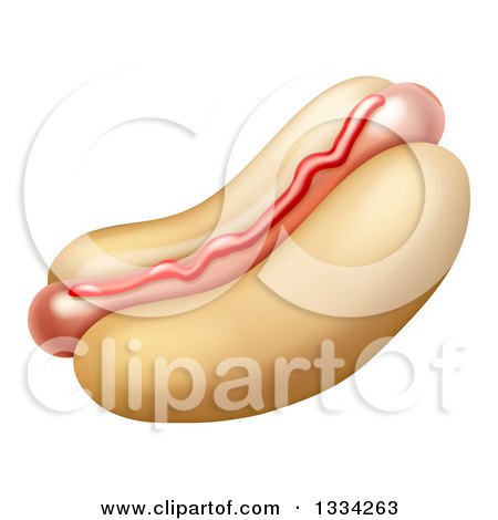 Clipart of a Cartoon Hot Dog with a Strip of Ketchup - Royalty Free Vector Illustration by AtStockIllustration