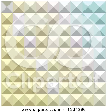 Clipart of a Geometric Background of 3d Pyramids in Light Khaki Yellow - Royalty Free Vector Illustration by patrimonio