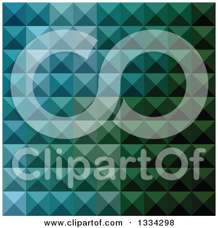 Clipart of a Geometric Background of 3d Pyramids in Dark Spring Green - Royalty Free Vector Illustration by patrimonio