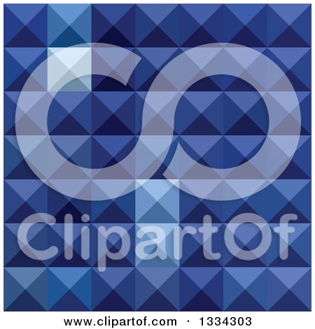 Clipart of a Geometric Background of 3d Pyramids in Cobalt Blue - Royalty Free Vector Illustration by patrimonio