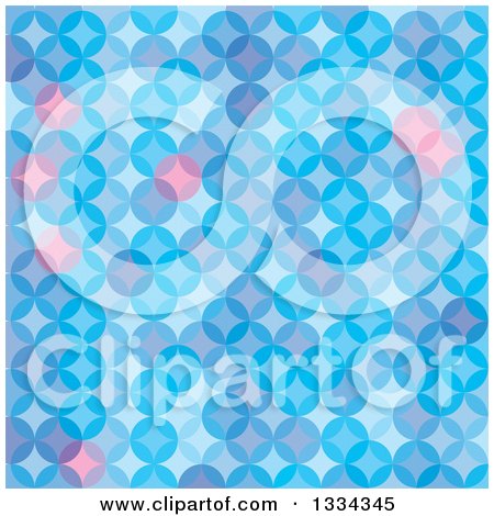 Clipart of a Blue and Pink Background of Overlapping Circles - Royalty Free Vector Illustration by michaeltravers
