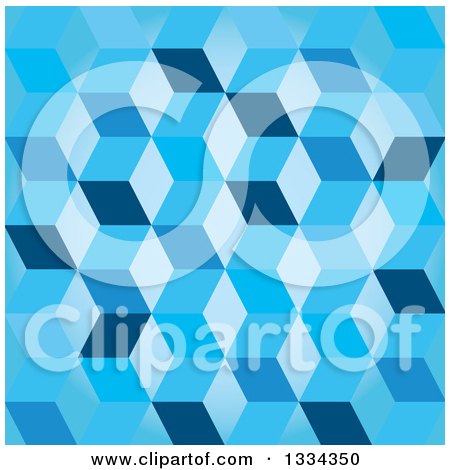 Clipart of a 3d Seamless Geometric Background of Cubes in Blue - Royalty Free Vector Illustration by michaeltravers