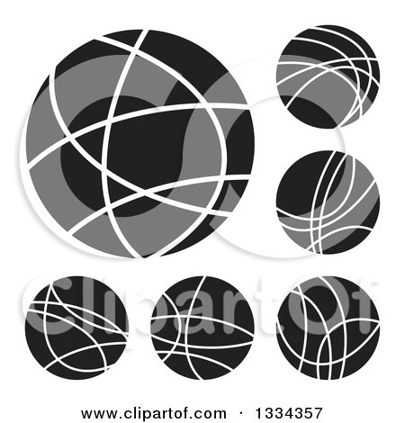 Clipart of Black and White White Connected Internet Worlds with Lines and Hot Spots - Royalty Free Vector Illustration by michaeltravers