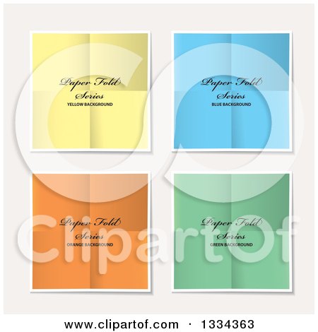 Clipart of Pieces of Colorful Folded Papers with Sample Text, on off White - Royalty Free Vector Illustration by michaeltravers