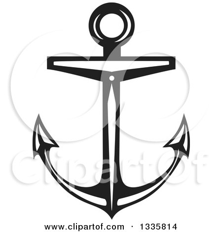 Clipart of a Black and White Nautical Anchor - Royalty Free Vector Illustration by xunantunich