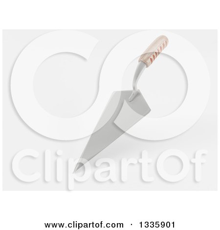 Clipart of a 3d Plasterer or Mason Trowel Tool on White - Royalty Free Illustration by KJ Pargeter