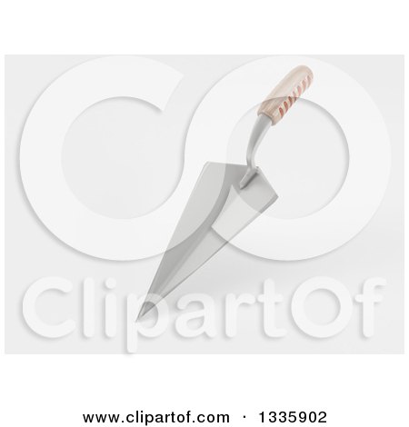 Clipart of a 3d Plasterer or Mason Trowel Tool on White 2 - Royalty Free Illustration by KJ Pargeter