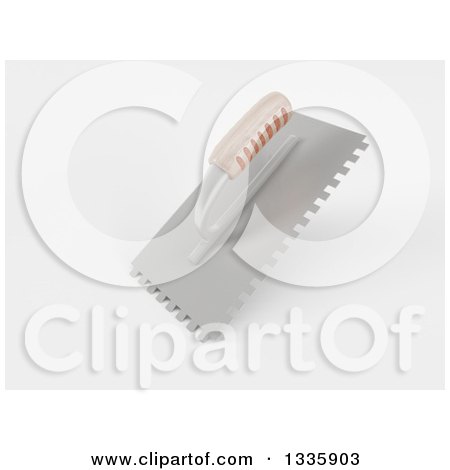 Clipart of a 3d Plasterer or Mason Trowel Tool on White 3 - Royalty Free Illustration by KJ Pargeter