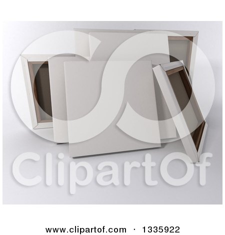 Clipart of 3d Blank Art Canvases, on Shaded White - Royalty Free Illustration by KJ Pargeter