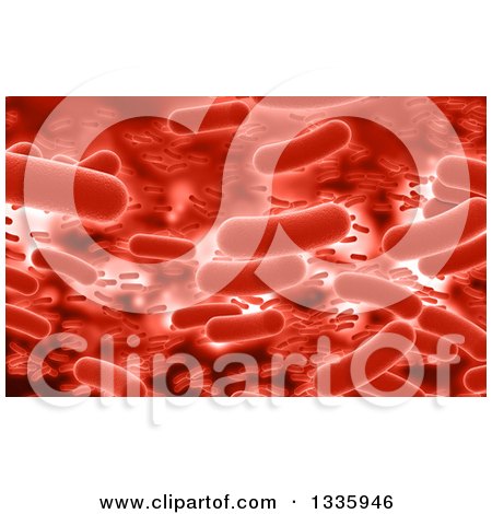 Clipart of a Background of 3d Red Virus Cells - Royalty Free Illustration by KJ Pargeter
