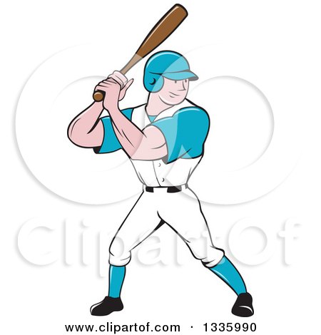 Clipart of a Cartoon White Male Baseball Player Athlete Batting - Royalty Free Vector Illustration by patrimonio