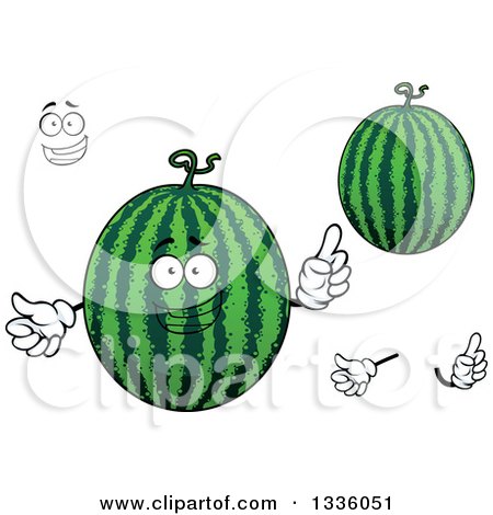 Clipart of a Cartoon Face, Hands and Watermelons 2 - Royalty Free Vector Illustration by Vector Tradition SM