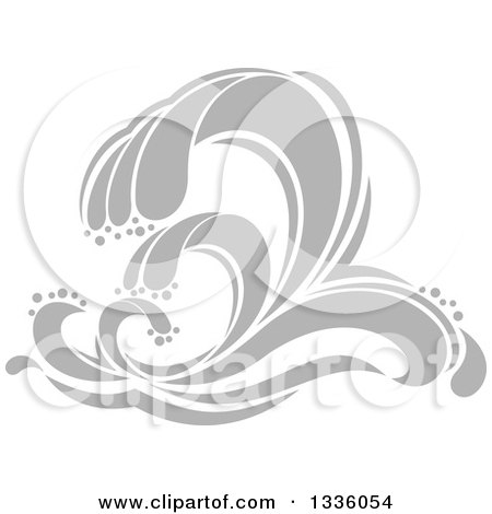 Clipart of an Ornate Gray Splash or Surf Wave - Royalty Free Vector Illustration by Vector Tradition SM