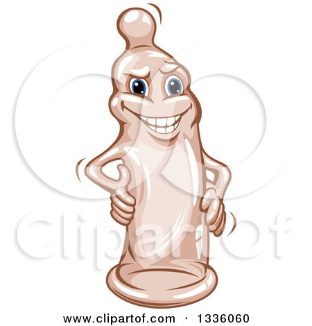 Clipart of a Cartoon Condom Character with Hands on His Hips - Royalty Free Vector Illustration by Vector Tradition SM