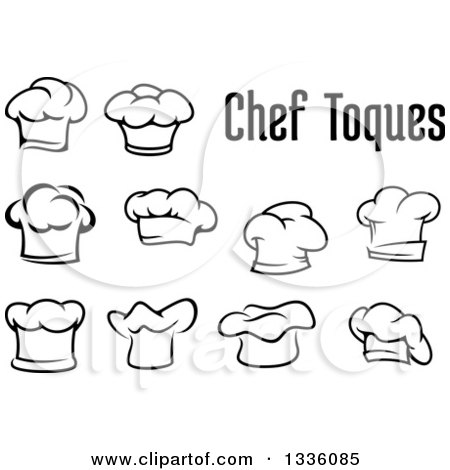 Clipart of Black and White Chefs Toque Hats and Text 3 - Royalty Free Vector Illustration by Vector Tradition SM