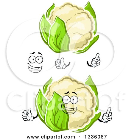 Clipart of a Cartoon Face, Hands and Cauliflowers 3 - Royalty Free Vector Illustration by Vector Tradition SM