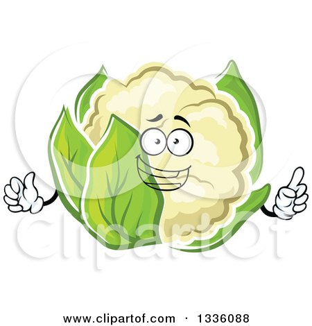 Clipart of a Cartoon Happy Cauliflower Character Giving a Thumb up 2 - Royalty Free Vector Illustration by Vector Tradition SM