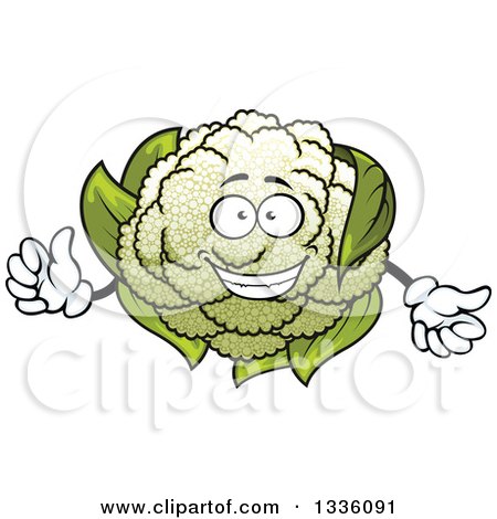 Clipart of a Cartoon Happy Cauliflower Character Giving a Thumb up - Royalty Free Vector Illustration by Vector Tradition SM