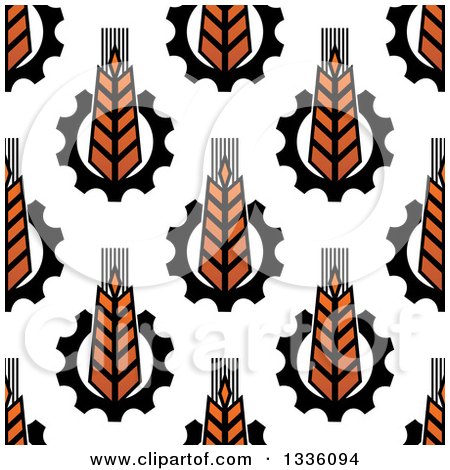 Clipart of a Seamless Background Pattern of Gradient Wheat and Gears 2 - Royalty Free Vector Illustration by Vector Tradition SM