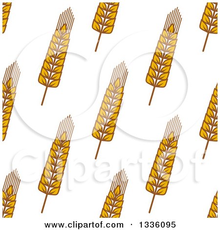 Clipart of a Seamless Background Patterns of Gold Wheat on White 6 - Royalty Free Vector Illustration by Vector Tradition SM