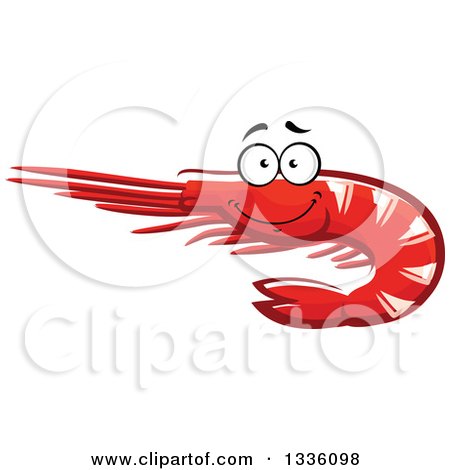 Clipart of a Cartoon Happy Smiling Prawn Shrimp - Royalty Free Vector Illustration by Vector Tradition SM