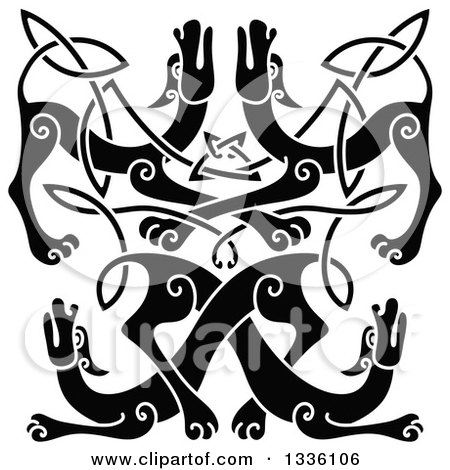 Clipart of a Black Celtic Wild Dog Knot - Royalty Free Vector Illustration by Vector Tradition SM