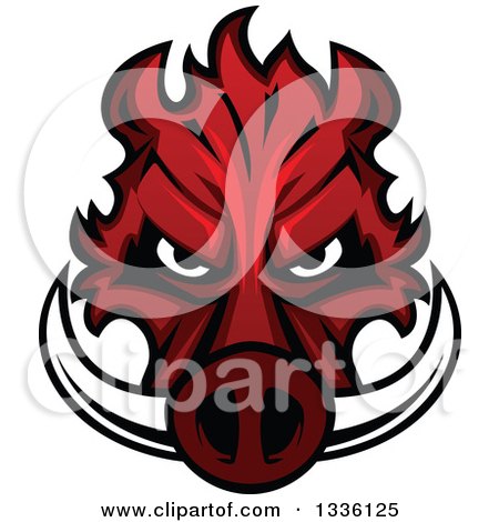 Clipart of a Red Boar Mascot Head 2 - Royalty Free Vector Illustration by Vector Tradition SM