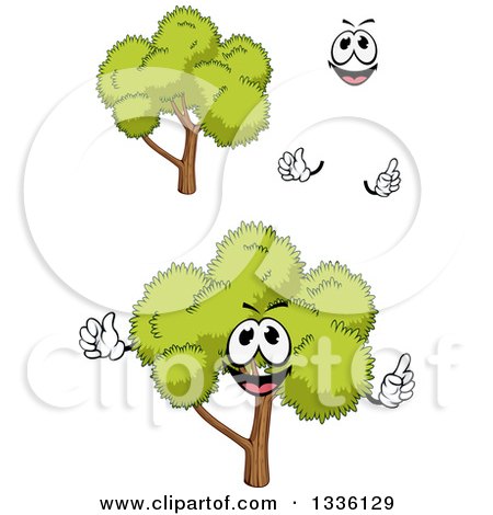 Clipart of a Cartoon Face, Hands and Trees 3 - Royalty Free Vector Illustration by Vector Tradition SM