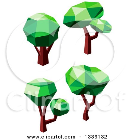 Clipart of Low Poly Geometric Trees 2 - Royalty Free Vector Illustration by Vector Tradition SM