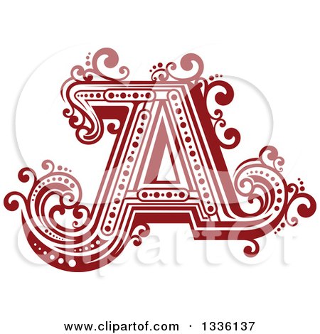 Clipart of a Retro Red Capital Letter a with Flourishes - Royalty Free Vector Illustration by Vector Tradition SM