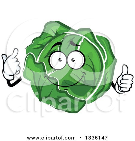 Clipart of a Cartoon Cabbage or Lettuce Character Giving a Thumb up - Royalty Free Vector Illustration by Vector Tradition SM