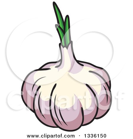 Clipart of a Cartoon Purple Garlic Bulb - Royalty Free Vector Illustration by Vector Tradition SM
