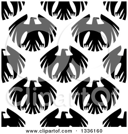 Clipart of a Seamless Patterned Background of Black Eagles on White 3 - Royalty Free Vector Illustration by Vector Tradition SM