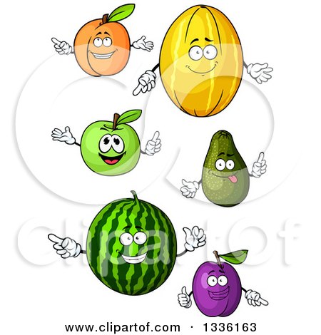 Clipart of Cartoon Happy Fruits - Royalty Free Vector Illustration by Vector Tradition SM