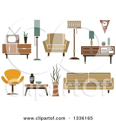 Clipart of Retro Household Furniture 5 - Royalty Free Vector Illustration by Vector Tradition SM