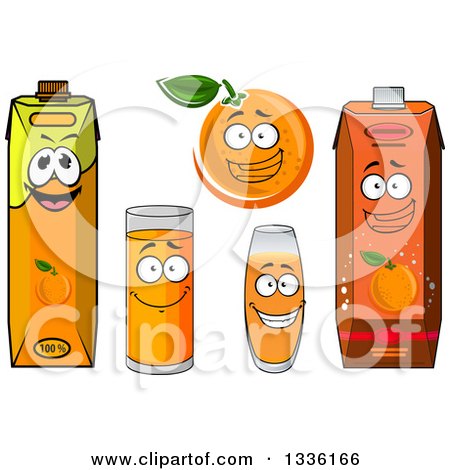 Clipart of a Happy Cartoon Orange and Juice Characters 4 - Royalty Free Vector Illustration by Vector Tradition SM