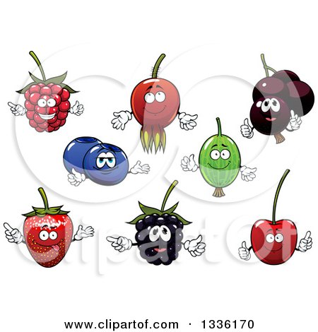 Clipart of Cartoon Berry Fruit Characters - Royalty Free Vector Illustration by Vector Tradition SM