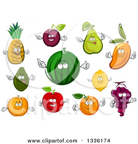 Clipart of Cartoon Fruit Characters - Royalty Free Vector Illustration by Vector Tradition SM