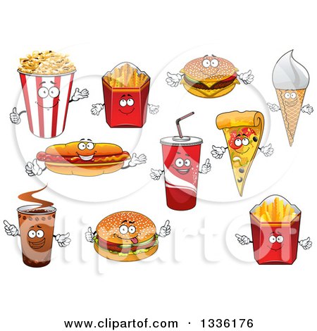 Clipart of Cartoon Junk Food Characters - Royalty Free Vector Illustration by Vector Tradition SM