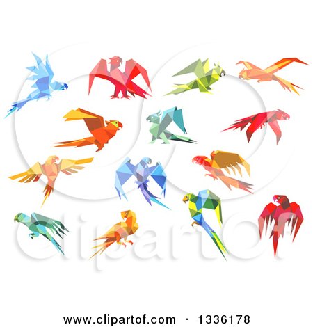 Clipart of Origami Paper Parrots 6 - Royalty Free Vector Illustration by Vector Tradition SM