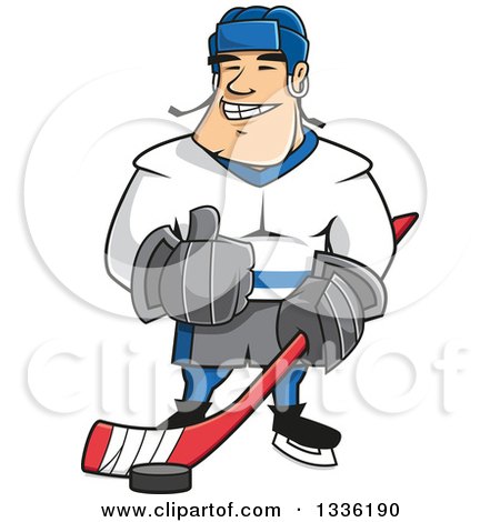Clipart of a Cartoon White Male Ice Hockey Player Giving a Thumb up - Royalty Free Vector Illustration by Vector Tradition SM