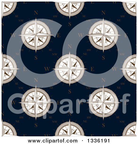 Clipart of a Seamless Pattern Background of Compasses - Royalty Free Vector Illustration by Vector Tradition SM