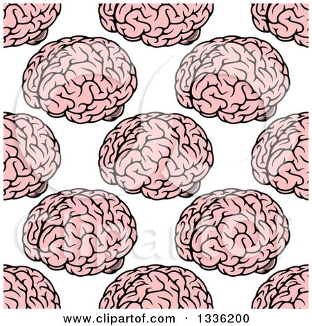 Clipart of a Seamless Pattern Background of Pink Human Brains - Royalty Free Vector Illustration by Vector Tradition SM
