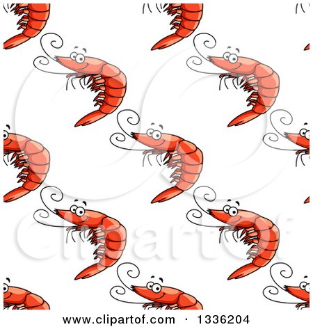 Clipart of a Seamless Pattern Background of Cartoon Shrimp - Royalty Free Vector Illustration by Vector Tradition SM
