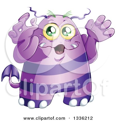 Clipart of a Cartoon Purple Monster - Royalty Free Vector Illustration by Liron Peer